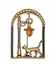 Брошь Кот в арке Фонарь 3951.4