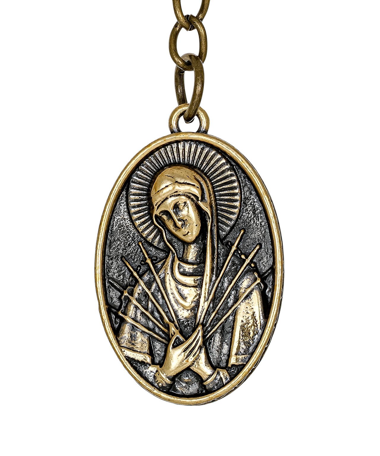 Брелок Икона Семистрельная Богородица Овал 3892