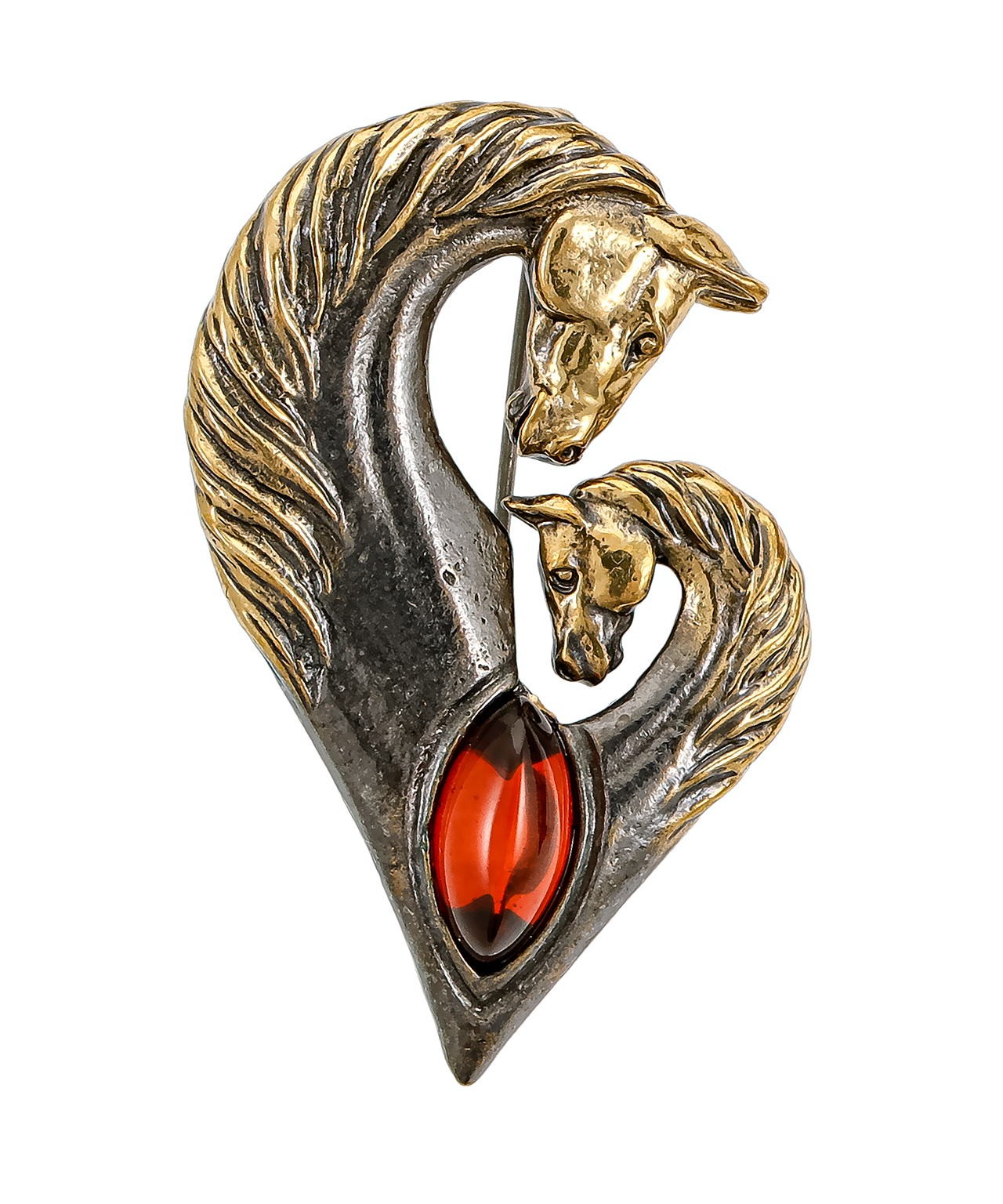 Брошь Кони Сердце 3898.4
