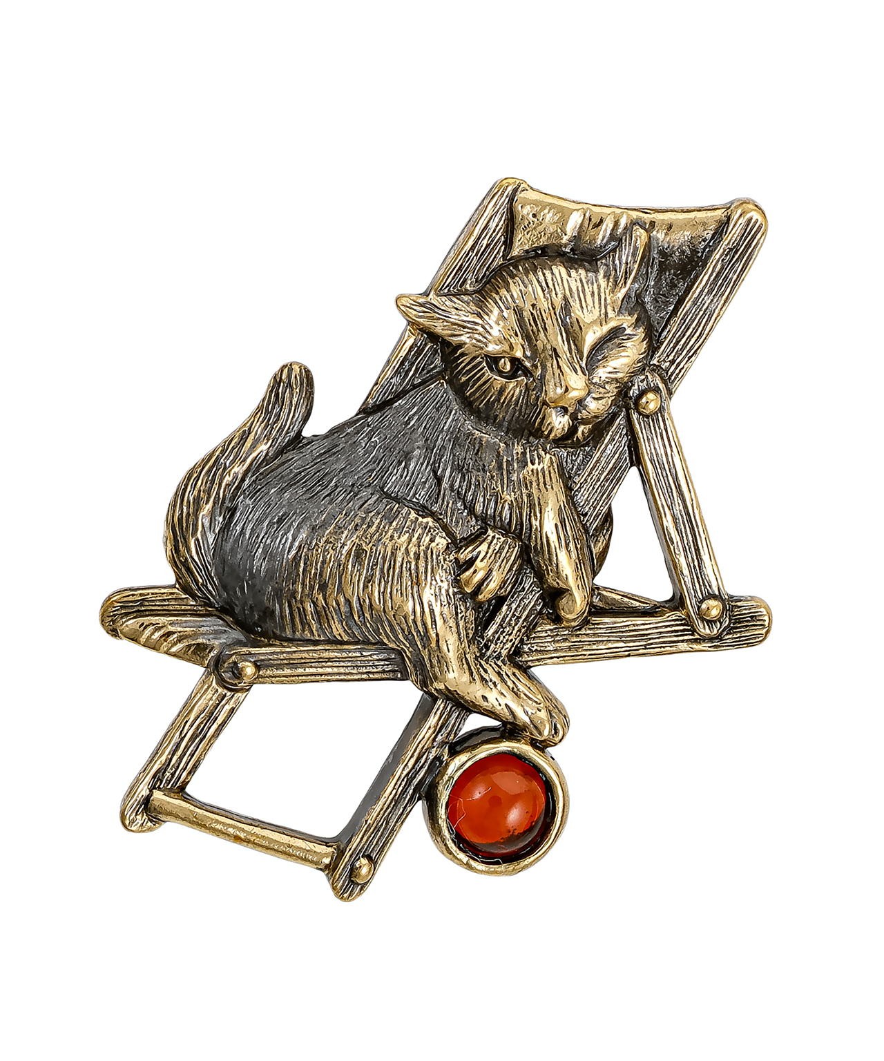 Брошь Кот в шезлонге 3939.4